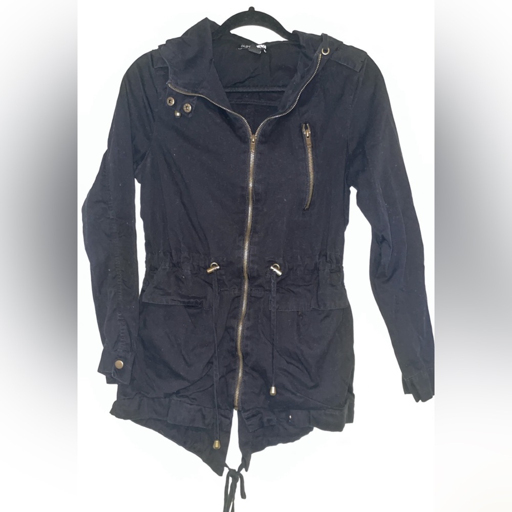 Fashion Nova Black Utility Jacket with Gold Accents